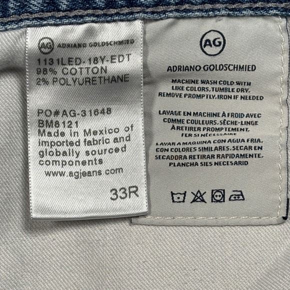 AG Adriano Goldschmied Jeans Mens 33R Light Blue The Matchbox Slim Straight 18Y - Picture 5 of 16